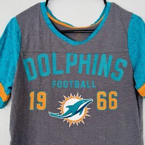 NFL Miami Dolphins‎ Women's Large V-Neck T-Shirt Varsity Light Weight